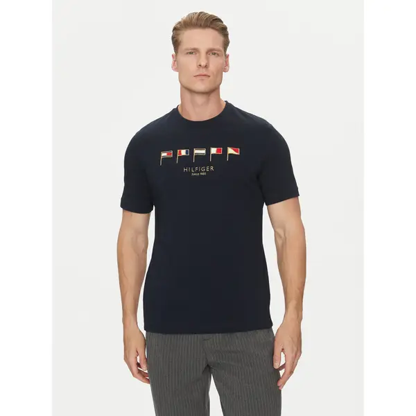Tommy Hilfiger Tommy Hilfiger T-shirt Multi Flags MW0MW38616 Tamnoplava Regular Fit