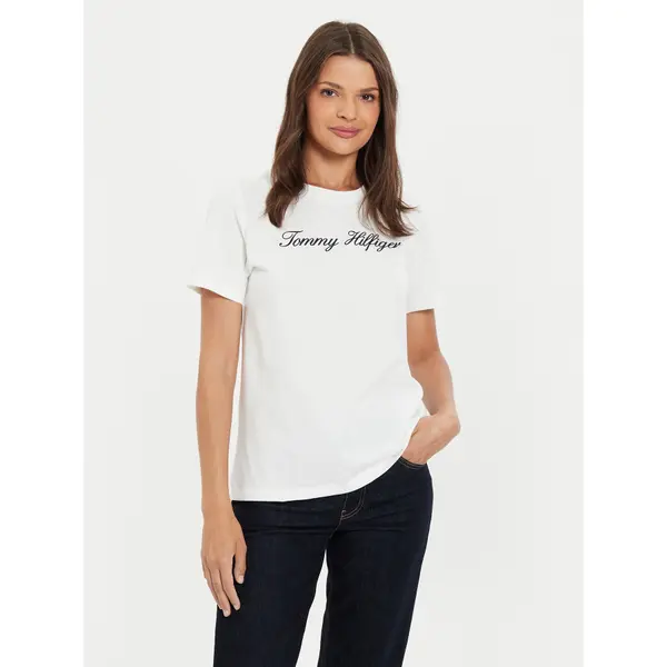 Tommy Hilfiger Tommy Hilfiger T-shirt Script WW0WW43459 Écru Regular Fit