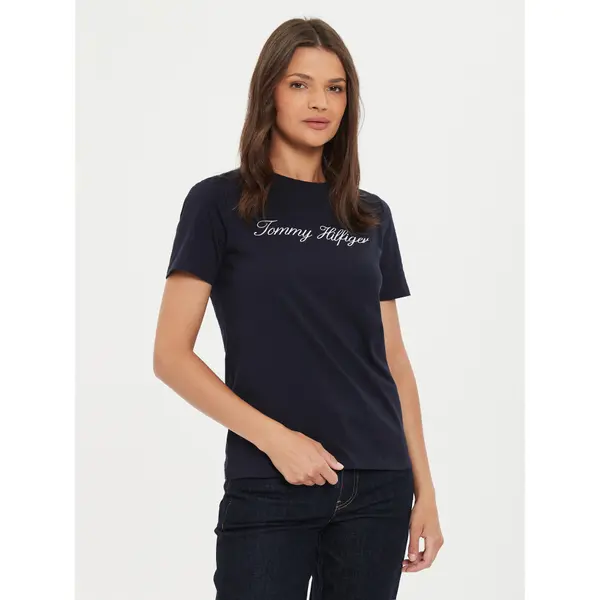 Tommy Hilfiger Tommy Hilfiger T-shirt Script WW0WW43459 Tamnoplava Regular Fit