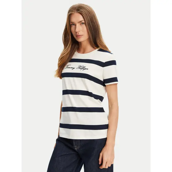 Tommy Hilfiger Tommy Hilfiger T-shirt Script WW0WW45746 Écru Regular Fit
