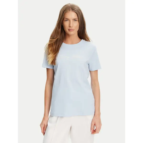 Tommy Hilfiger Tommy Hilfiger T-shirt Script WW0WW45746 Svijetloplava Regular Fit