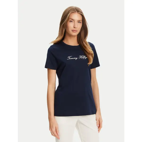 Tommy Hilfiger Tommy Hilfiger T-shirt Script WW0WW47210 Tamnoplava Regular Fit