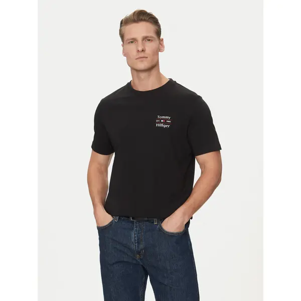 Tommy Hilfiger Tommy Hilfiger T-shirt Stack MW0MW38622 Crna Regular Fit
