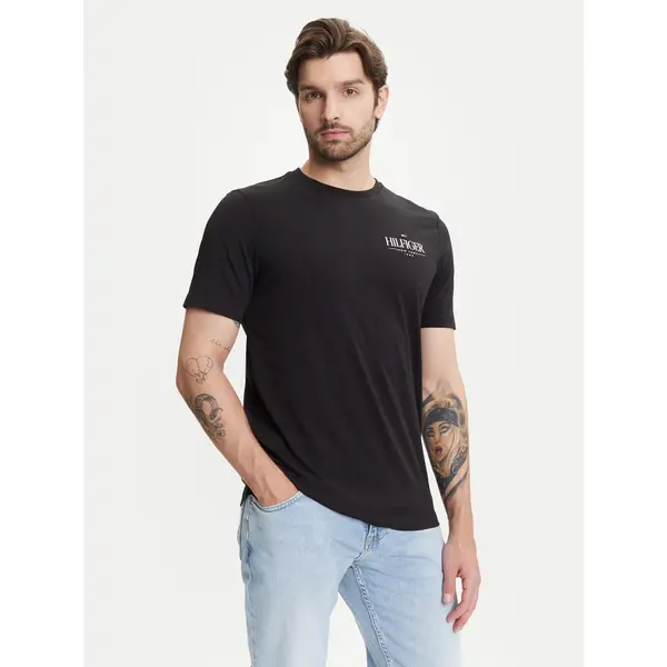 Tommy Hilfiger Tommy Hilfiger T-shirt Stack MW0MW39355 Crna Regular Fit