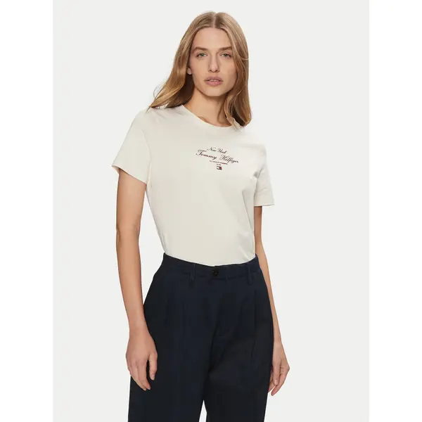 Tommy Hilfiger Tommy Hilfiger T-shirt WW0WW43895 Écru Regular Fit