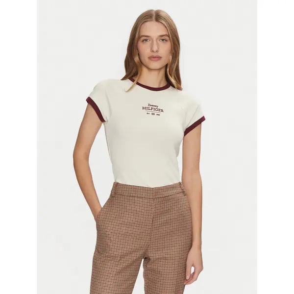 Tommy Hilfiger Tommy Hilfiger T-shirt WW0WW43898 Bež Slim Fit