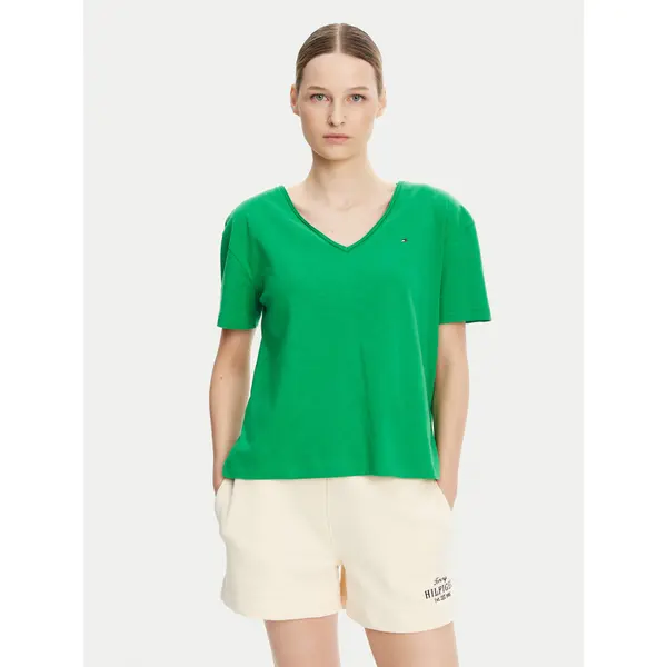 Tommy Hilfiger Tommy Hilfiger T-shirt WW0WW43901 Zelena Relaxed Fit