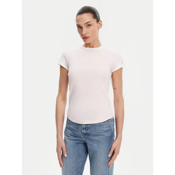 Tommy Hilfiger Tommy Hilfiger T-shirt WW0WW44581 Ružičasta Slim Fit