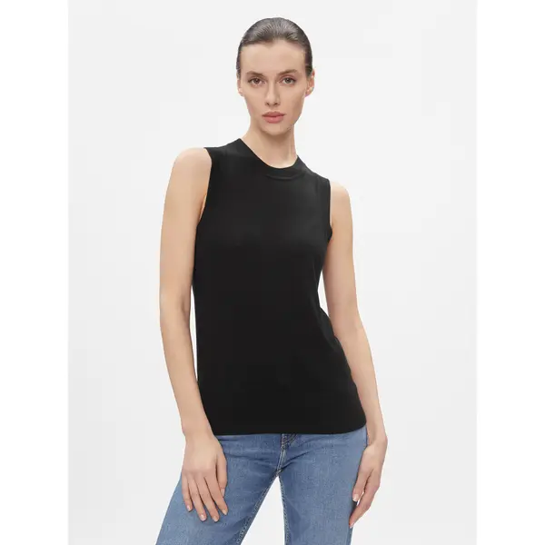 Tommy Hilfiger Tommy Hilfiger Top Md Lyocell Silk Blend Vest WW0WW40980 Crna Regular Fit