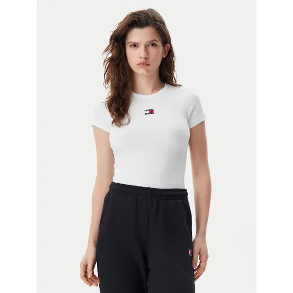 Tommy Jeans Tommy Jeans T-shirt Badge DW0DW17881 Bijela Slim Fit