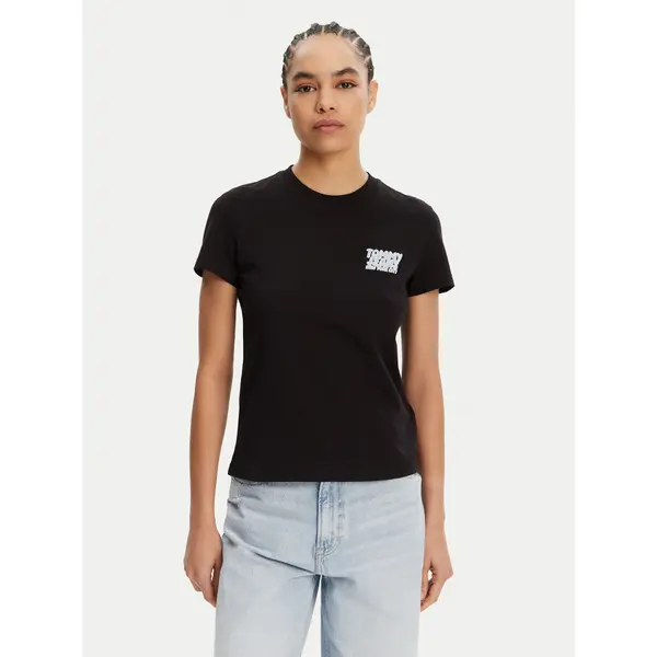 Tommy Jeans Tommy Jeans T-shirt Bubble DW0DW21338 Crna Regular Fit