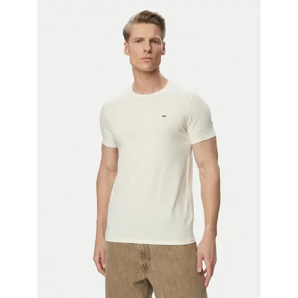 Tommy Jeans Tommy Jeans T-shirt DM0DM04411 Krem Slim Fit