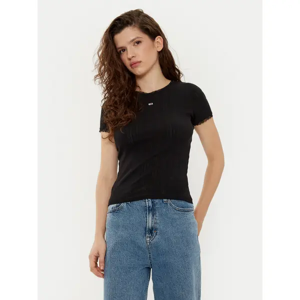 Tommy Jeans Tommy Jeans T-shirt DW0DW19493 Crna Slim Fit