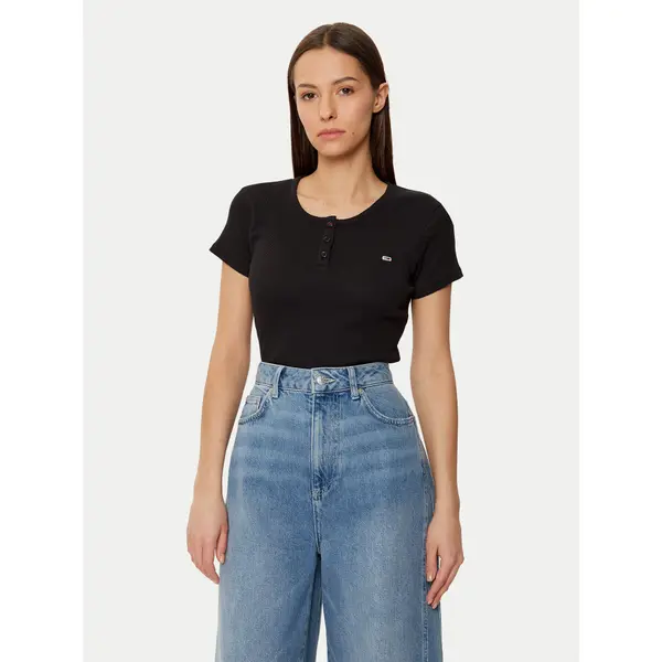 Tommy Jeans Tommy Jeans T-shirt DW0DW19502 Crna Slim Fit