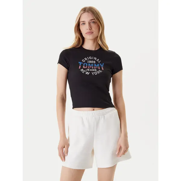 Tommy Jeans Tommy Jeans T-shirt DW0DW21421 Crna Slim Fit