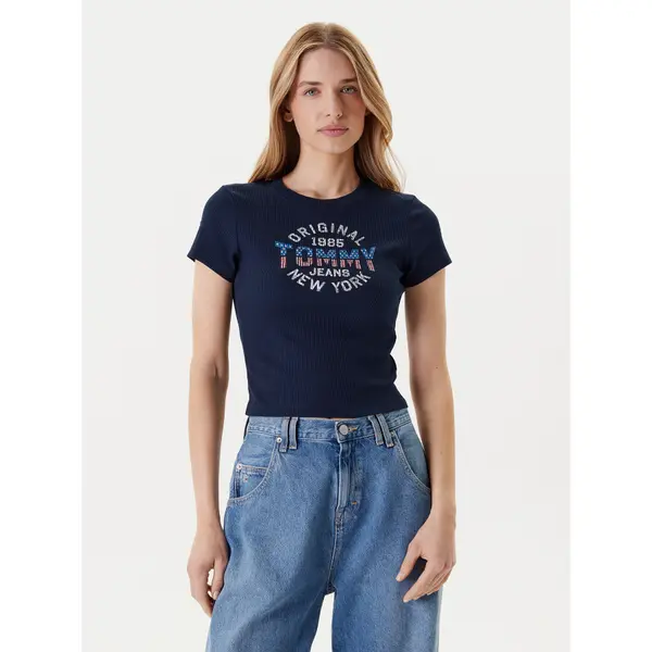 Tommy Jeans Tommy Jeans T-shirt DW0DW21421 Tamnoplava Slim Fit
