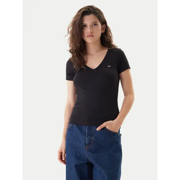Tommy Jeans Tommy Jeans T-shirt Essential DW0DW17385 Crna Slim Fit
