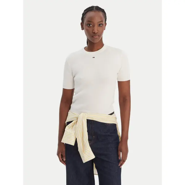 Tommy Jeans Tommy Jeans T-shirt Essential DW0DW19336 Krem Regular Fit