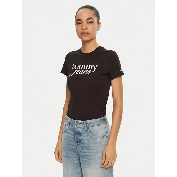 Tommy Jeans Tommy Jeans T-shirt Essential DW0DW19447 Crna Slim Fit