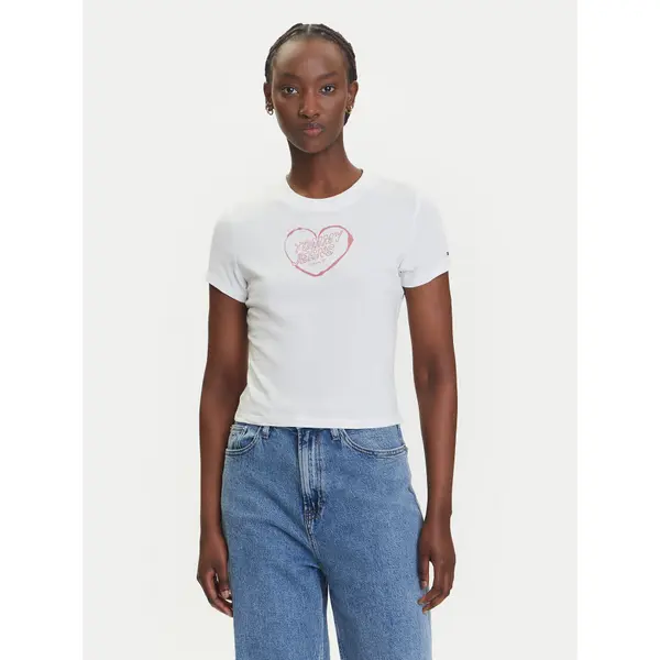 Tommy Jeans Tommy Jeans T-shirt Heart DW0DW21390 Bijela Slim Fit