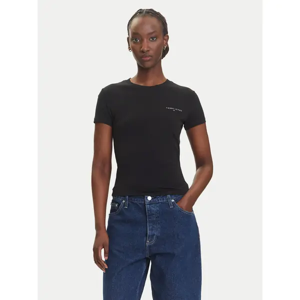 Tommy Jeans Tommy Jeans T-shirt Linear DW0DW21164 Crna Slim Fit