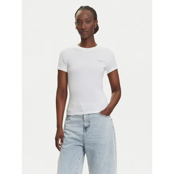 Tommy Jeans Tommy Jeans T-shirt Linear DW0DW21164 Écru Slim Fit