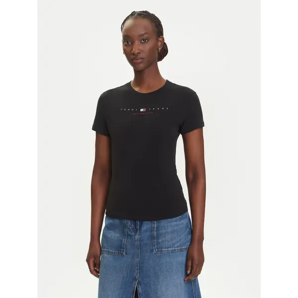 Tommy Jeans Tommy Jeans T-shirt Linear DW0DW21422 Crna Slim Fit