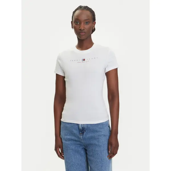 Tommy Jeans Tommy Jeans T-shirt Linear DW0DW21422 Écru Slim Fit