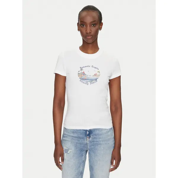 Tommy Jeans Tommy Jeans T-shirt Romance DW0DW21342 Écru Slim Fit