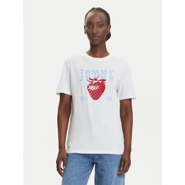 Tommy Jeans Tommy Jeans T-shirt Strawberry DW0DW20894 Bijela Relaxed Fit