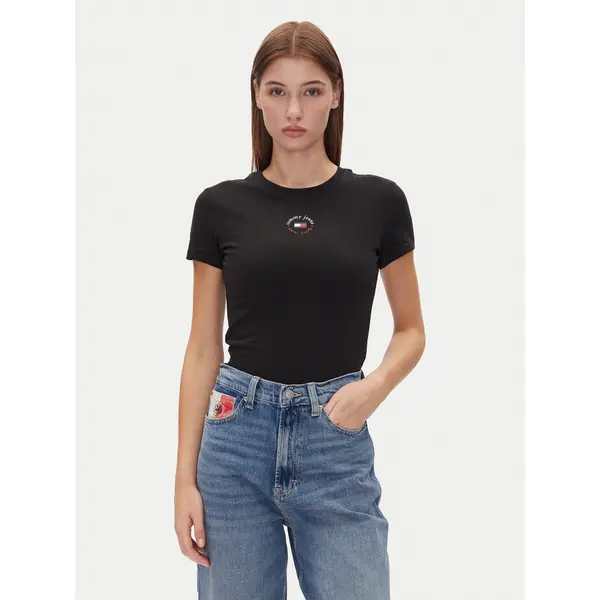 Tommy Jeans Tommy Jeans T-shirt Tjw Slim Essential Logo 2 Tee DW0DW20316 Crna Regular Fit