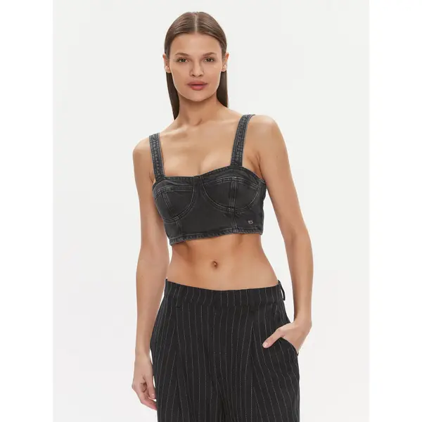 Tommy Jeans Tommy Jeans Top Bustier Top Ah7185 DW0DW17699 Crna Slim Fit