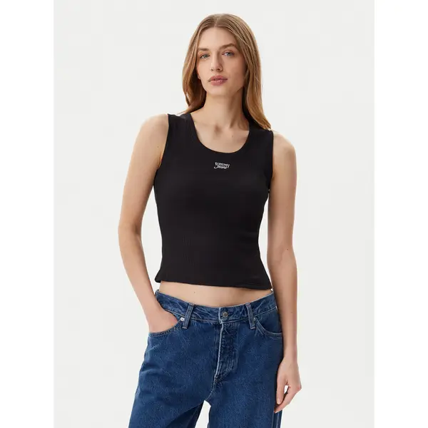 Tommy Jeans Tommy Jeans Top DW0DW21369 Crna Slim Fit