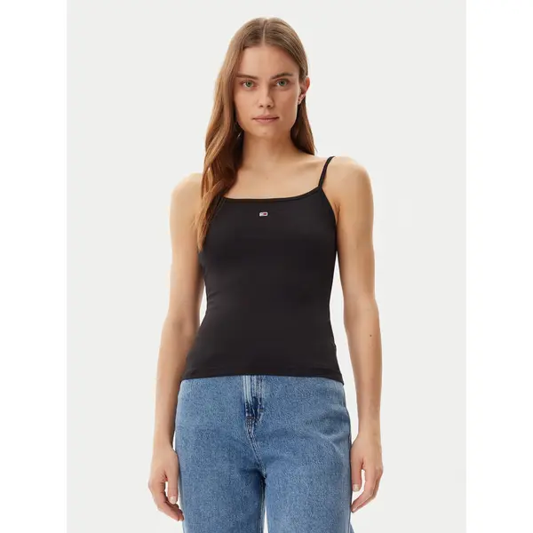 Tommy Jeans Tommy Jeans Top Essential DW0DW20675 Crna Slim Fit