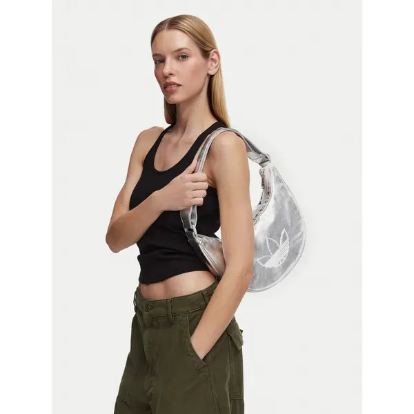 Adidas Torbica adidas Adicolor Half Crescent Bag Metallic Pu KR1562 Srebrna