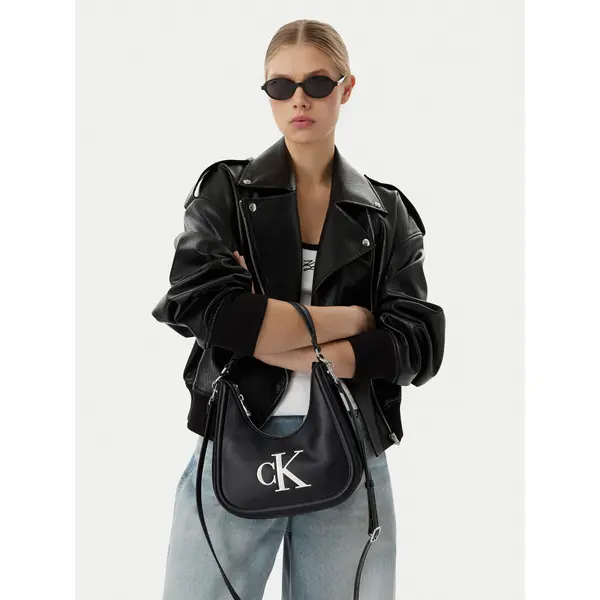Calvin Klein Torbica Calvin Klein Bold Ck Small Crescent LV04F3561G Crna