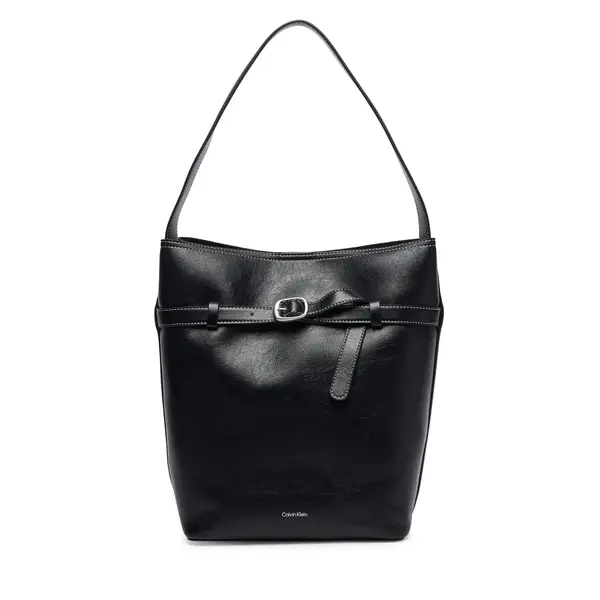 Calvin Klein Torbica Calvin Klein Buckle Medium Bucket LV04F3551G Crna