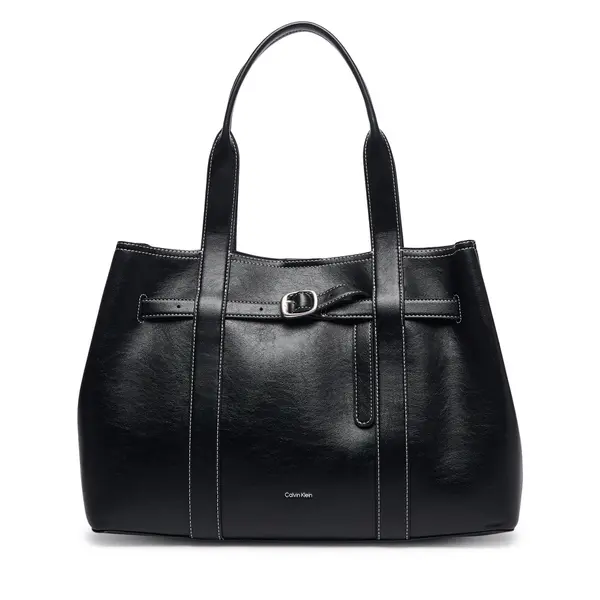 Calvin Klein Torbica Calvin Klein Buckle Medium Work Tote LV04F3549G Crna