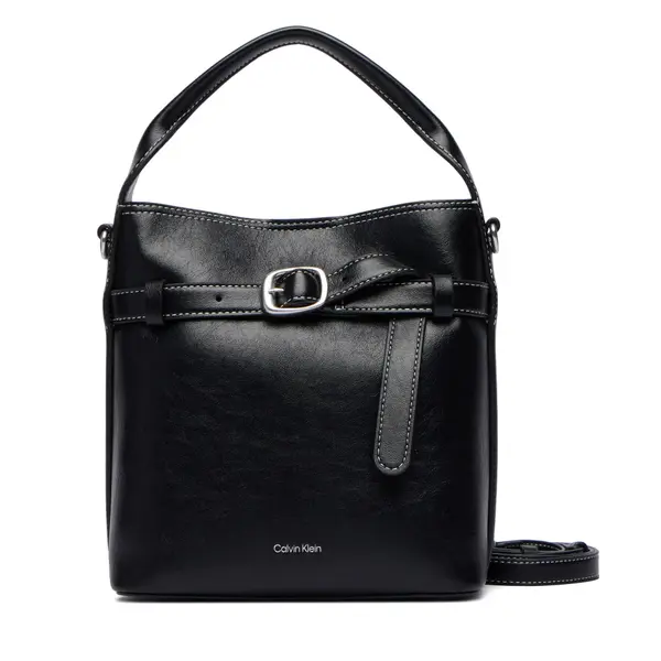 Calvin Klein Torbica Calvin Klein Buckle Mini Bucket Crossbody LV04F3550G Crna