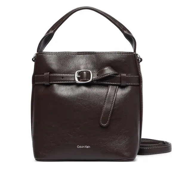 Calvin Klein Torbica Calvin Klein Buckle Mini Bucket Crossbody LV04F3550G Smeđa