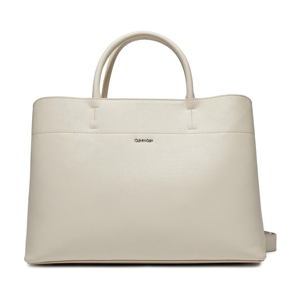 Calvin Klein Torbica Calvin Klein Business Large Tote_Saffiano K60K611674 Dk Ecru/Sand Pebble PC4