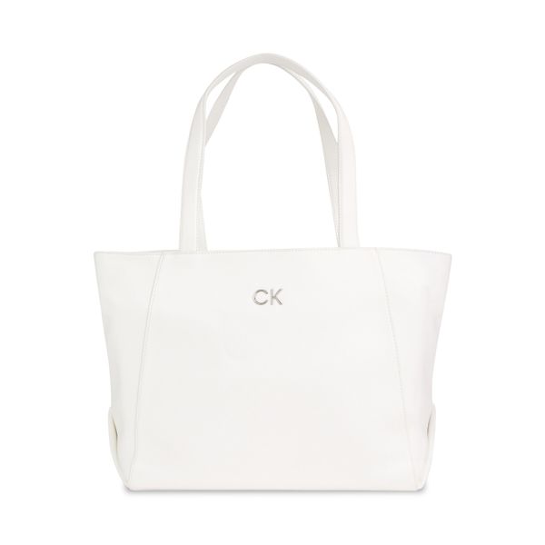 Calvin Klein Torbica Calvin Klein Ck Daily Shopper Medium Pebble K60K611766 Bright White YAF