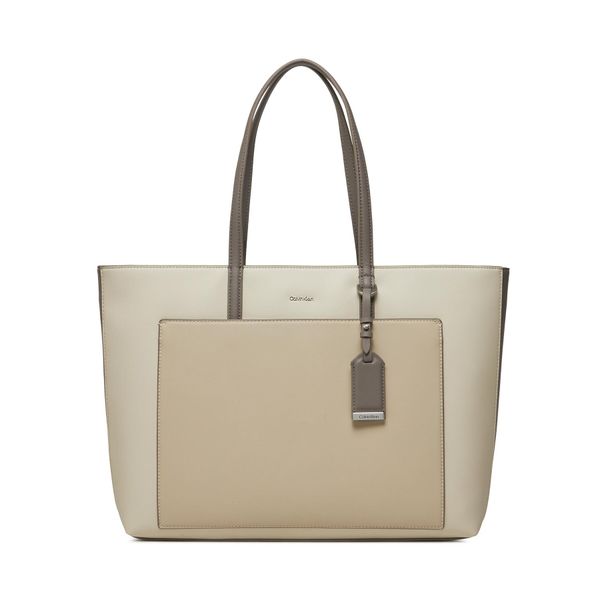 Calvin Klein Torbica Calvin Klein Ck Must Shopper Lg_Color Block K60K611454 Dk Ecru/ Stony Beige/ Medium Taupe PC4