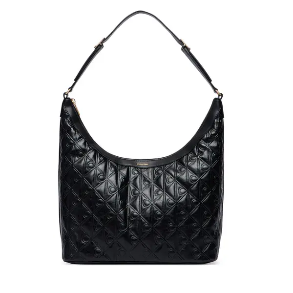 Calvin Klein Torbica Calvin Klein Emblem Aop Debossed Medium Shbag LV04F3875G Crna