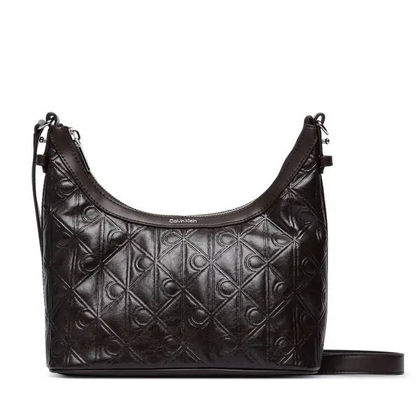 Calvin Klein Torbica Calvin Klein Emblem Aop Debossed Shoulder Bag LV04F3874G Smeđa