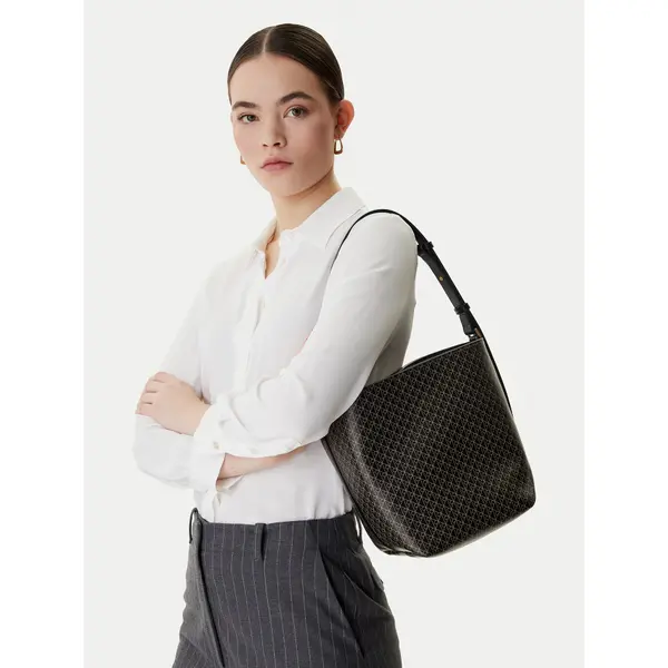 Calvin Klein Torbica Calvin Klein Emblem Aop Medium Bucket LV04F3365G Crna
