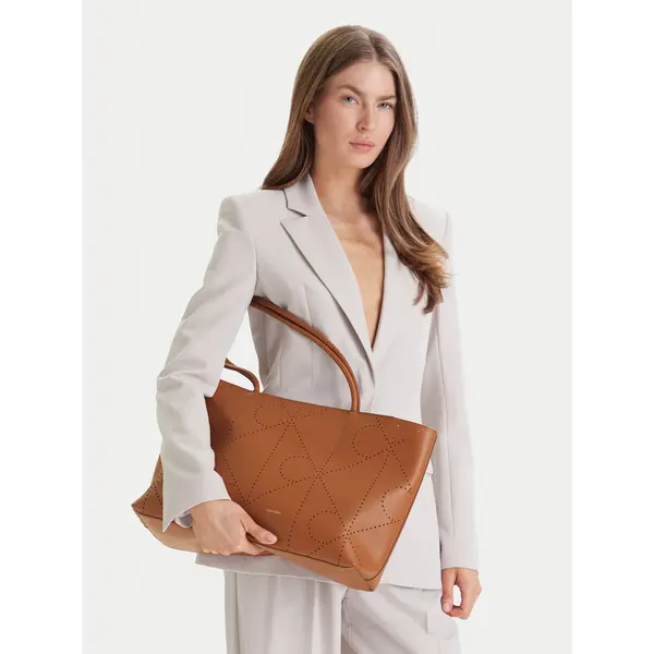 Calvin Klein Torbica Calvin Klein Emblem Aop Perfor Lthr Tote LV04F3359G Smeđa
