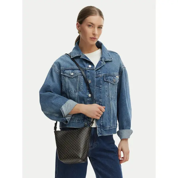 Calvin Klein Torbica Calvin Klein Emblem Aop Sm Bucket Crossbody LV04F3506G Crna