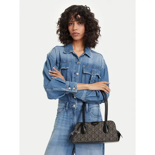 Calvin Klein Torbica Calvin Klein Emblem Trio Jacquard LV04F3744G Siva