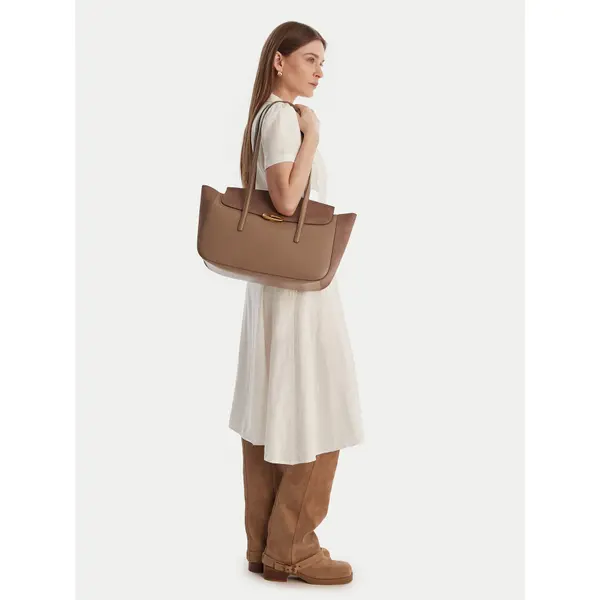 Calvin Klein Torbica Calvin Klein Hardware Brushed Flap Tote Bag LV04F3336G Bež